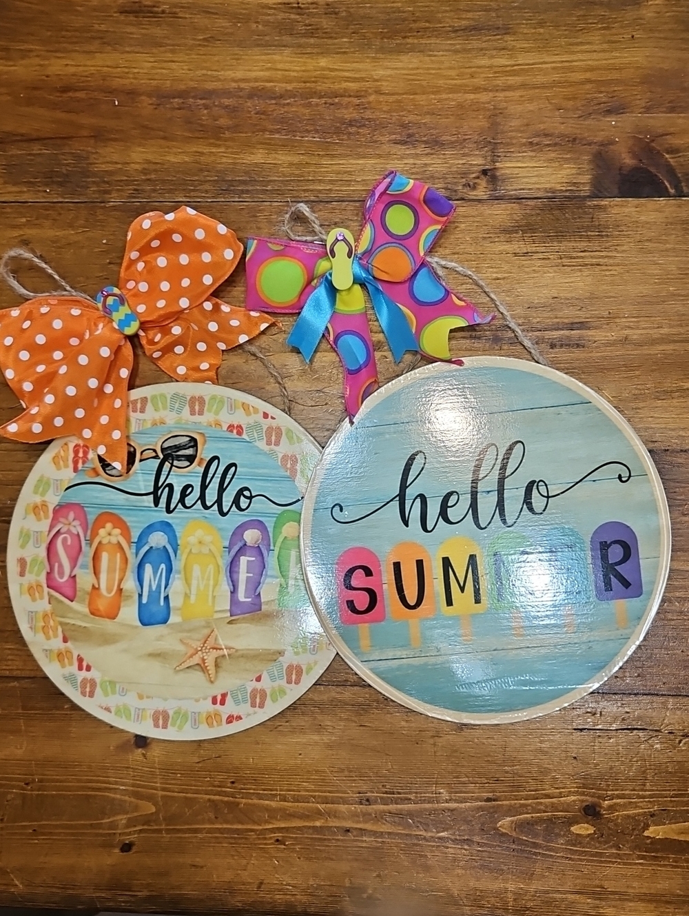 Hello Summer Double Sign - Colorful Flip Flop Decor
